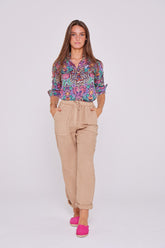 ZABOU – Pantalon Lin Coupe Droite – Femme – Beige